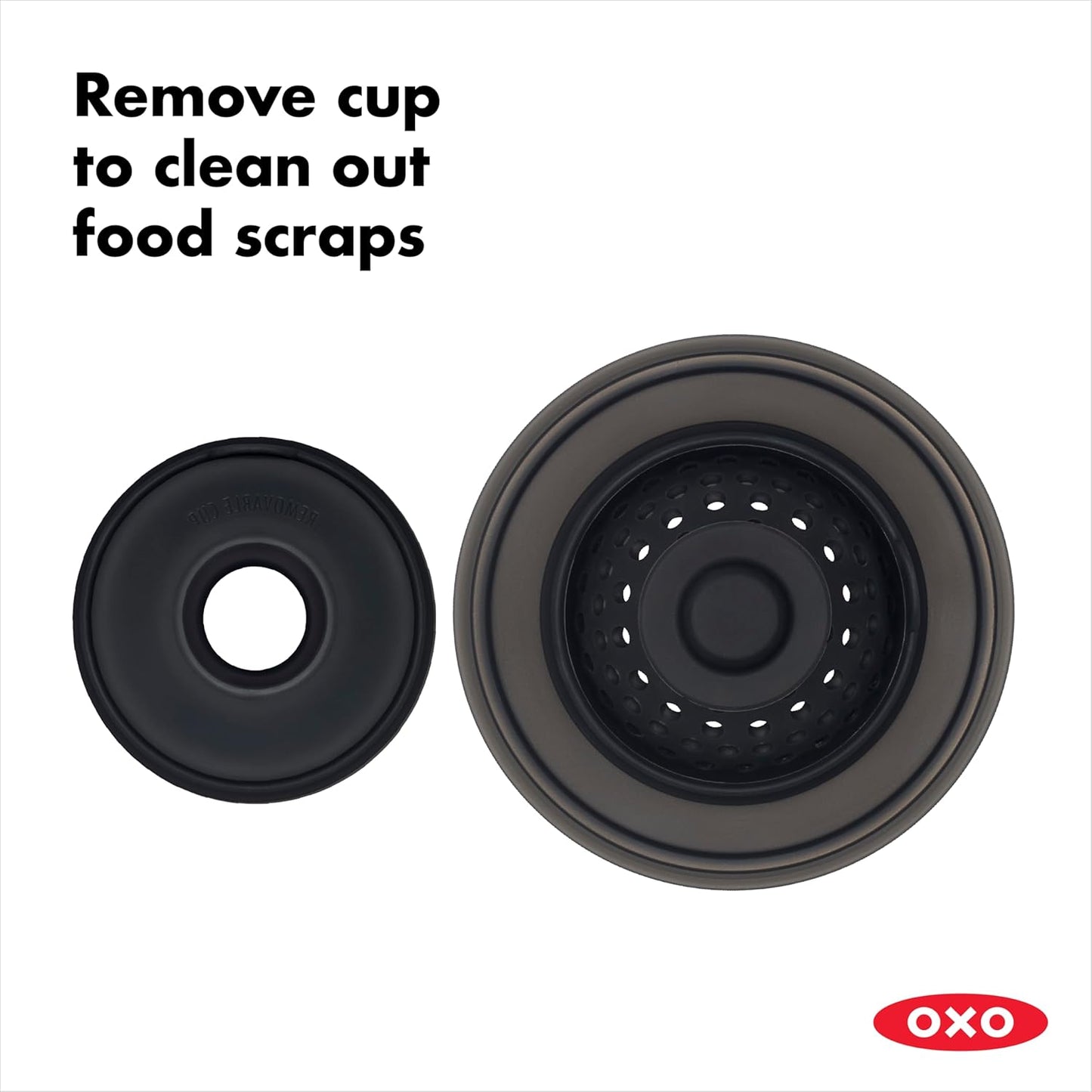 OXO Good Grips 2-in-1 Sink Strainer Stopper – Scratch-Free Silicone Underside to Protect Sink Basins