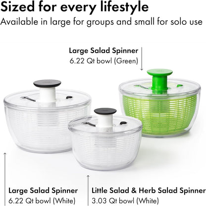 OXO Good Grips Salad Spinner | Mindful Meal Prep Bowl for Healthy Home Kitchens | One-Handed Lettuce and Greens Washer