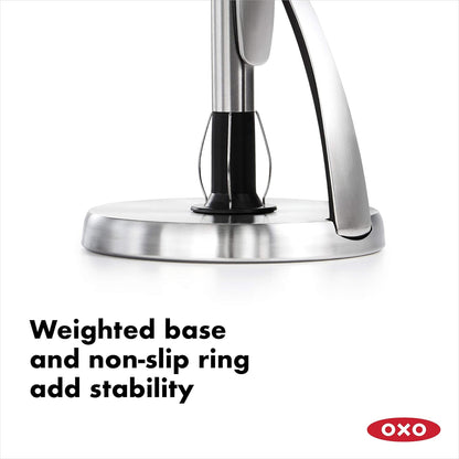 OXO Good Grips SimplyTear Paper Towel Holder Countertop – Thoughtful Housewarming Gift for New Homeowners, One-Handed Tear for Busy Kitchens