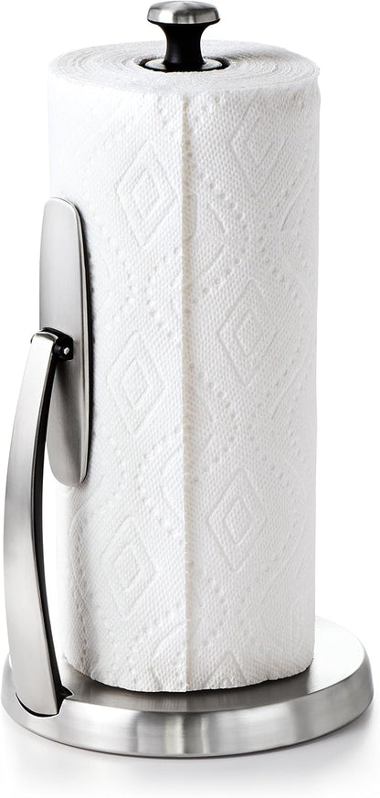 OXO Good Grips SimplyTear Paper Towel Holder Countertop – Thoughtful Housewarming Gift for New Homeowners, One-Handed Tear for Busy Kitchens