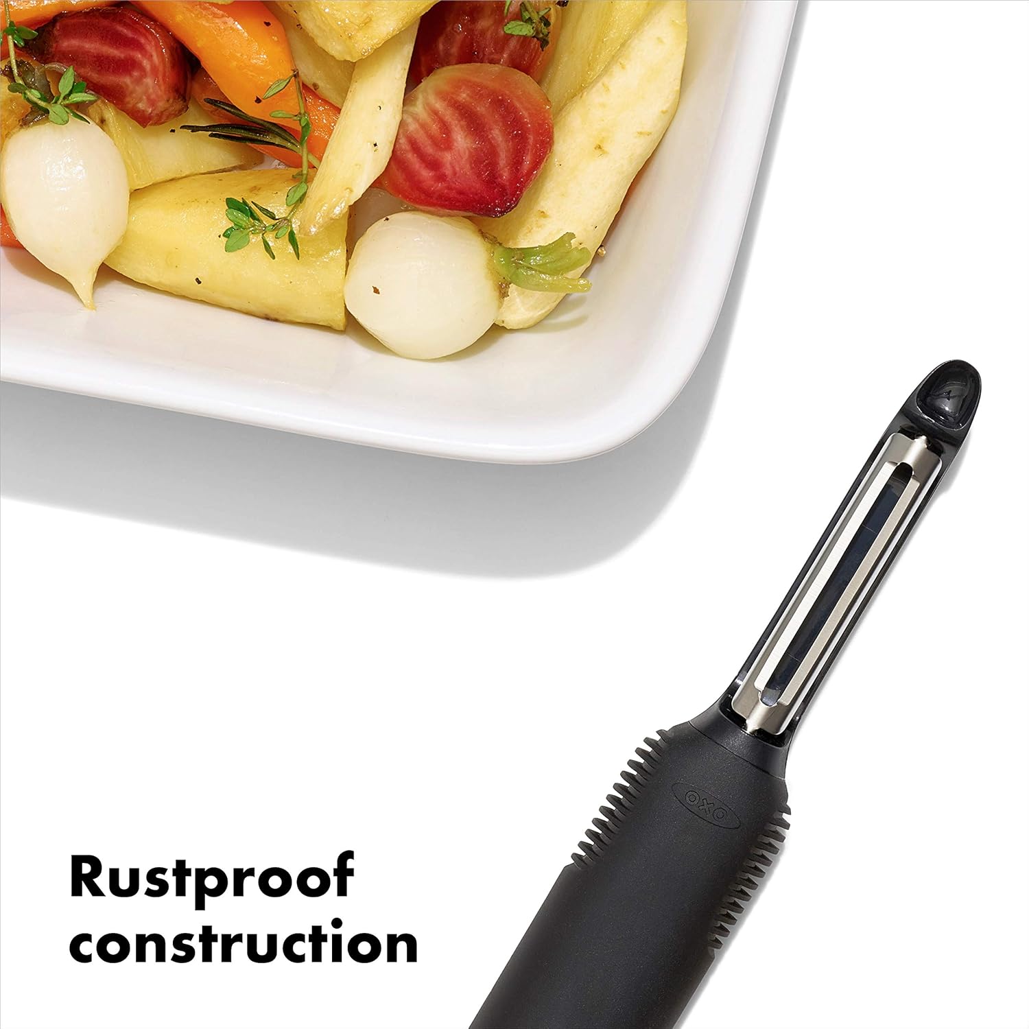OXO Good Grips Swivel Peeler – Clean-Lined Kitchen Tool for Clutter-Free Counters, Hangs for Easy Storage