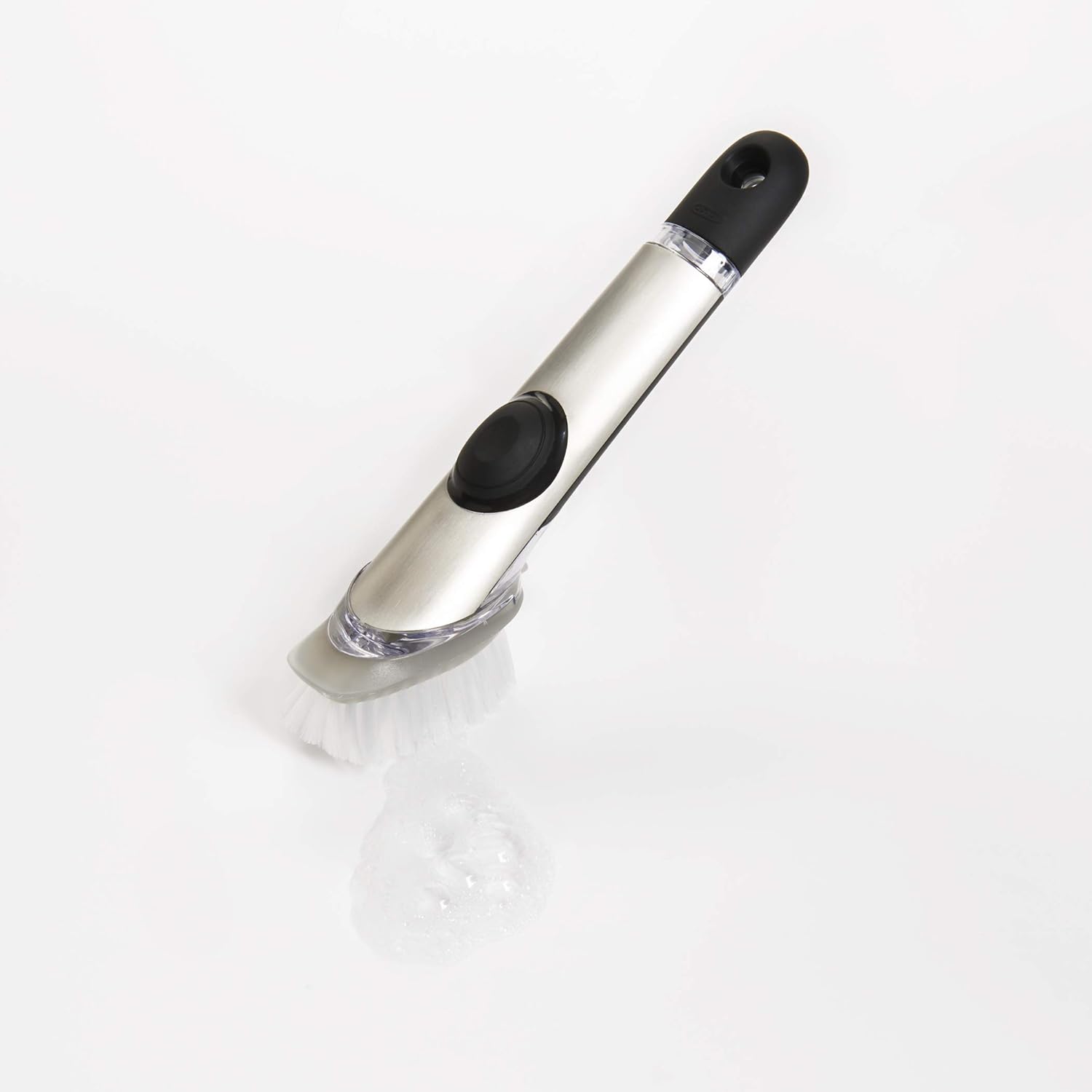OXO Steel Soap Dispensing Dish Brush – Soft Non-Slip Grip Dish Brush for Arthritis Sufferers and Aging Hands