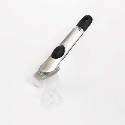OXO Steel Soap Dispensing Dish Brush – Soft Non-Slip Grip Dish Brush for Arthritis Sufferers and Aging Hands