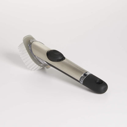 OXO Steel Soap Dispensing Dish Brush – Soft Non-Slip Grip Dish Brush for Arthritis Sufferers and Aging Hands