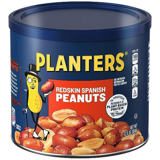 pack of 6 resealable 12.5 oz canisters designed to keep peanuts crunchy