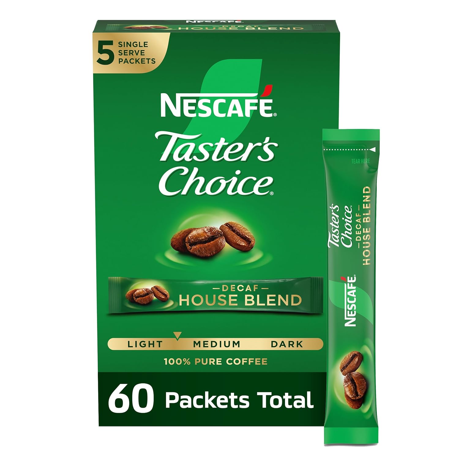 pack of 60 single-serve instant coffee packets (approximately 0.52 oz total product weight per case)