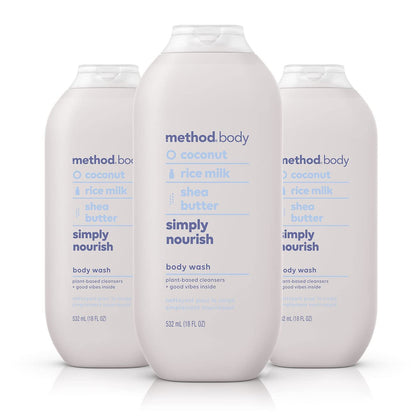 pack of three 18-oz gel body wash bottles