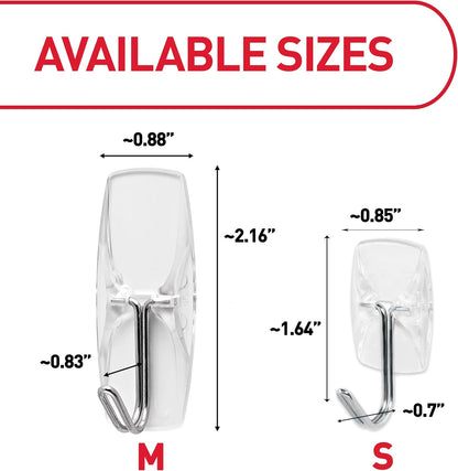package of 10 clear wire toggle hooks plus 12 adhesive strips (20-hook variant available)