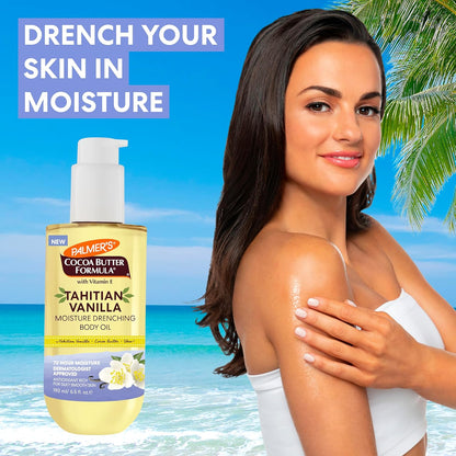 Palmer's Cocoa Butter Formula Body Oil with Tahitian Vanilla – Warm Vanilla Scented Oil for Meditation and Yoga Space, 6.5 Oz