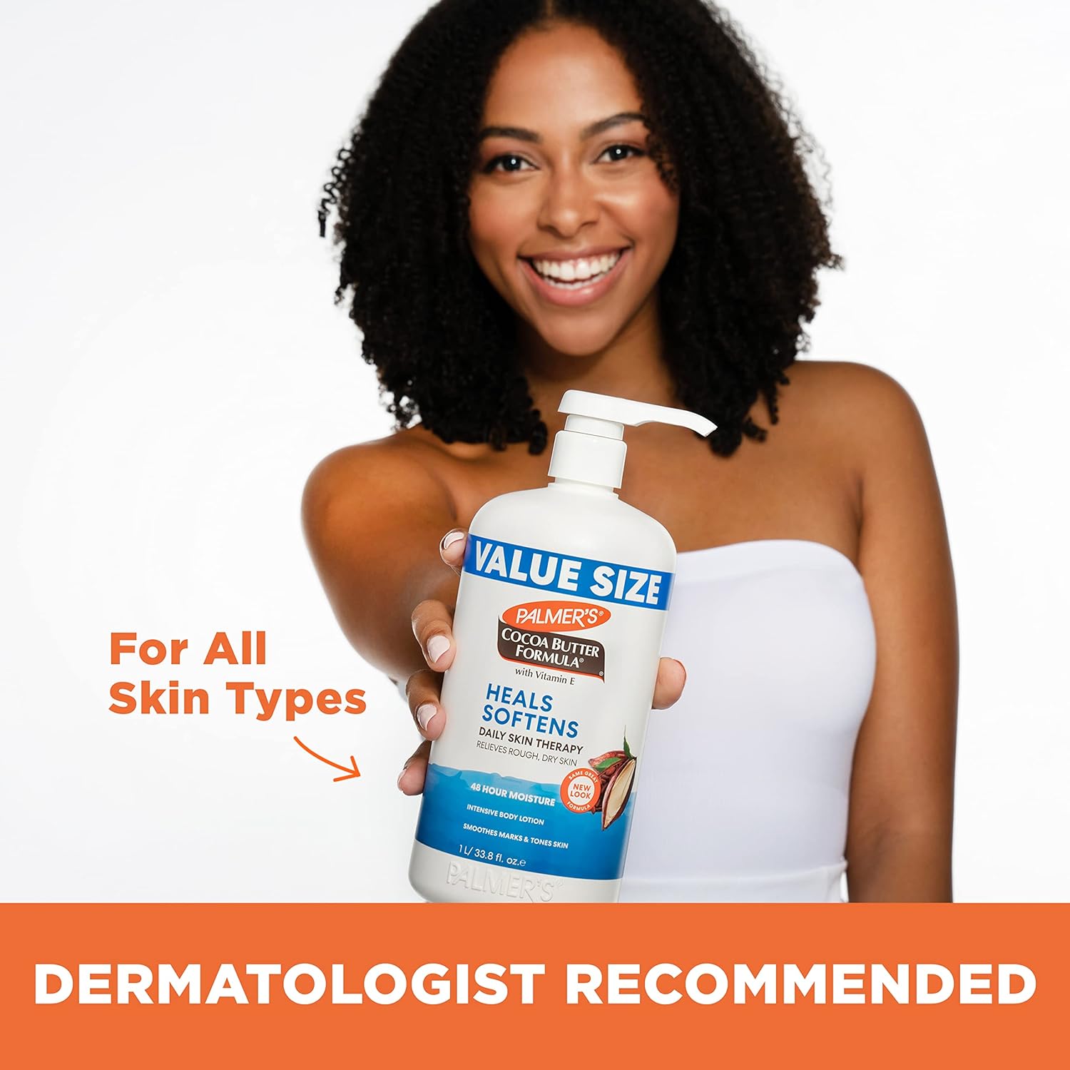 Palmer's Cocoa Butter Formula Daily Skin Therapy Body Lotion, Pump Bottle 33.8 oz – Fragrance-Free Post-Shower Hydration Ritual for Sensitive Skin