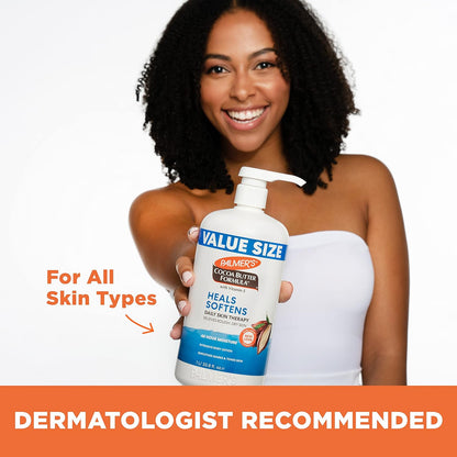 Palmer's Cocoa Butter Formula Daily Skin Therapy Body Lotion, Pump Bottle 33.8 oz – Fragrance-Free Post-Shower Hydration Ritual for Sensitive Skin
