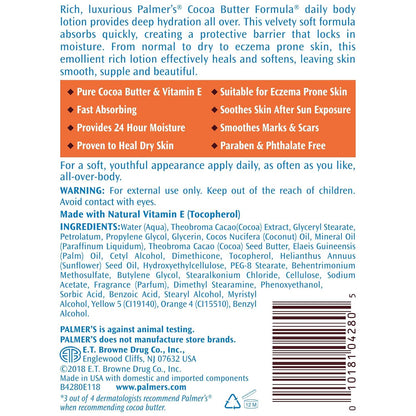 Palmer's Cocoa Butter Formula Daily Skin Therapy Body Lotion, Pump Bottle 33.8 oz – Fragrance-Free Post-Shower Hydration Ritual for Sensitive Skin