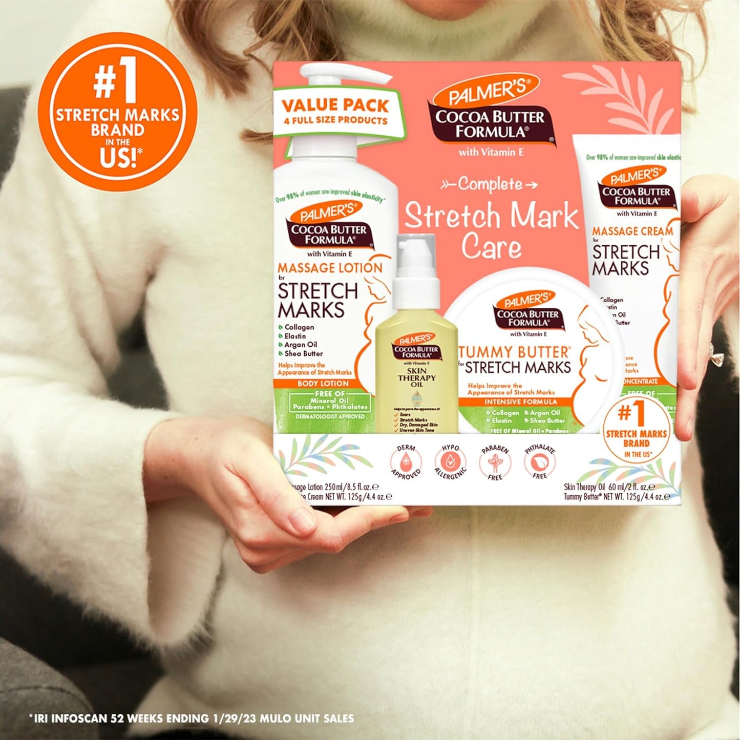 Palmer's Cocoa Butter Formula Pregnancy Skin Care Kit – Thoughtful Baby Shower Gift for Expecting Moms, 4 Piece Stretch Mark Set