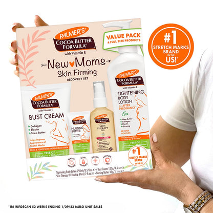 Palmer's Cocoa Butter Formula Premium Postpartum Collection – 4-Piece Luxury Skincare Ritual with CoQ10 Lotion and Rosehip Skin Therapy Oil