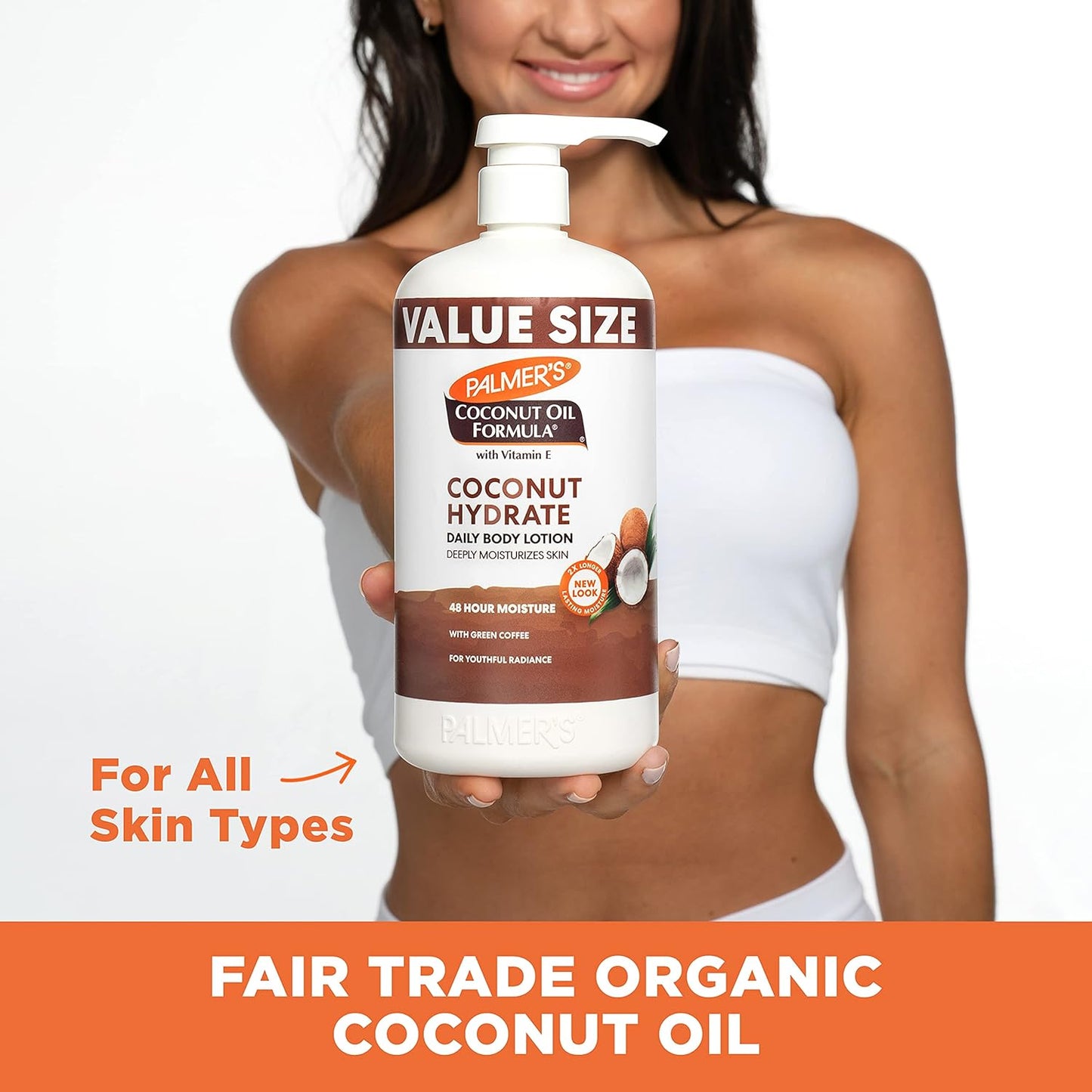 Palmer's Coconut Oil Body Lotion – Clean-Label Moisturizer for an Uncluttered Vanity, 33.8 fl oz Pump