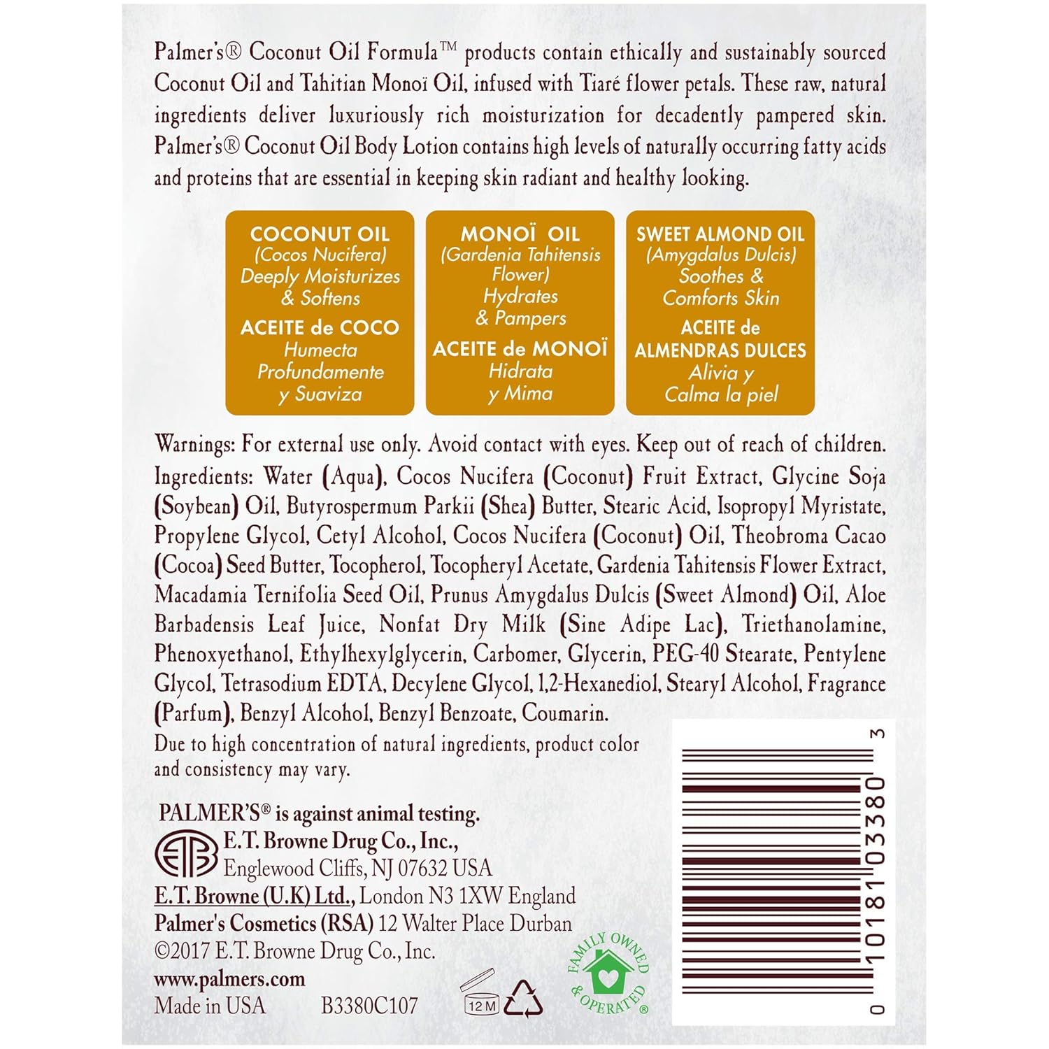 Palmer's Coconut Oil Body Lotion – Clean-Label Moisturizer for an Uncluttered Vanity, 33.8 fl oz Pump