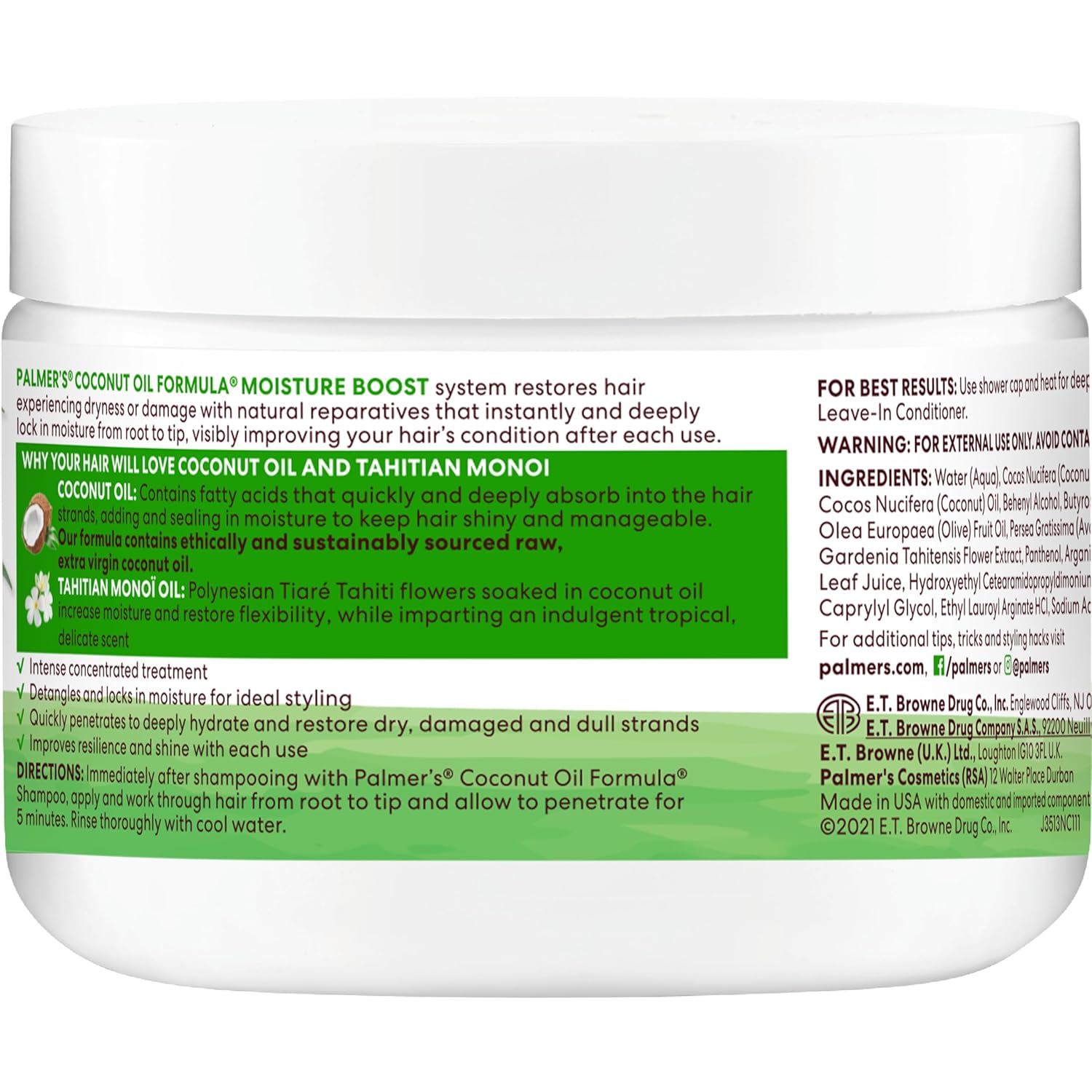 Palmer's Coconut Oil Deep Conditioner — Tropical-Scented Moisture Ritual for Your Self-Care Shower, 12 Fl Oz