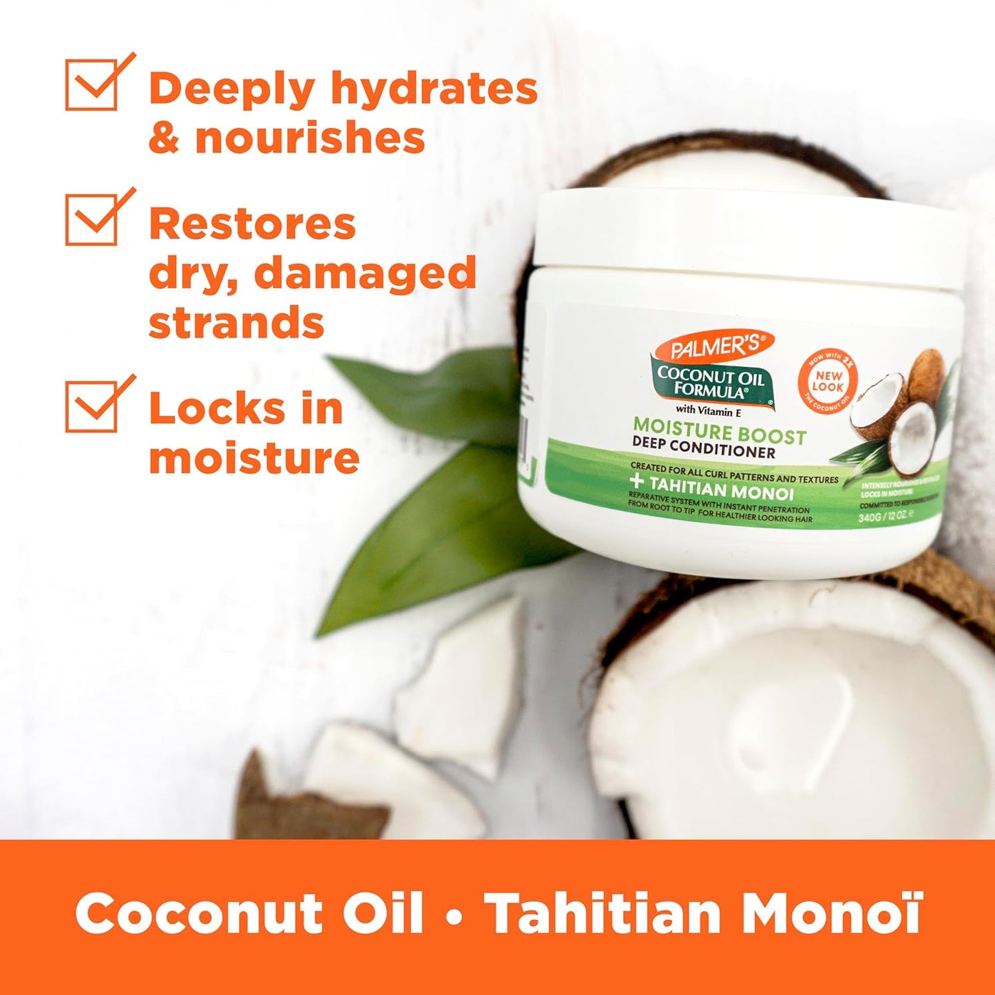Palmer's Coconut Oil Deep Conditioner — Tropical-Scented Moisture Ritual for Your Self-Care Shower, 12 Fl Oz