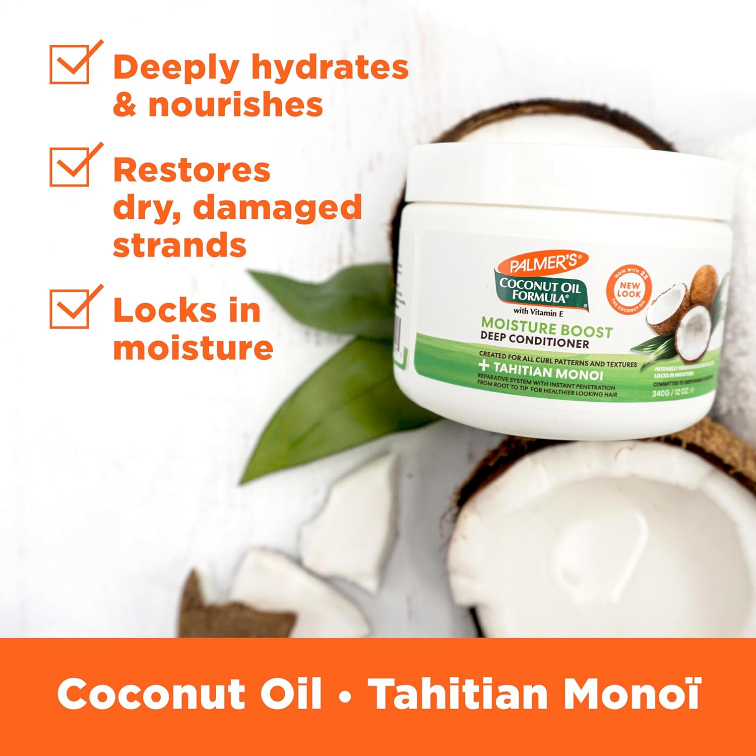 Palmer's Coconut Oil Deep Conditioner — Tropical-Scented Moisture Ritual for Your Self-Care Shower, 12 Fl Oz