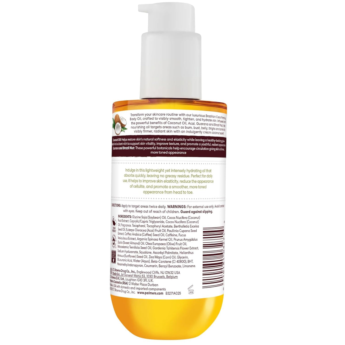 Palmer's Coconut Oil Formula Brazilian Coco Firming Body Oil – Mother's Day Self-Care Gift for Mom, Spa-Like Body Firming Ritual