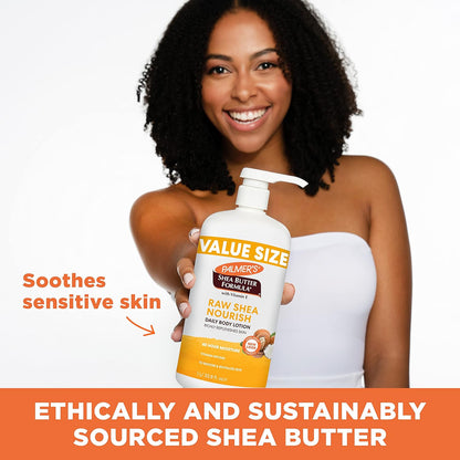 Palmer's Raw Shea Body Lotion for Dry Skin – Clean Plant-Based Moisturizer for Clutter-Free Bathroom Counter