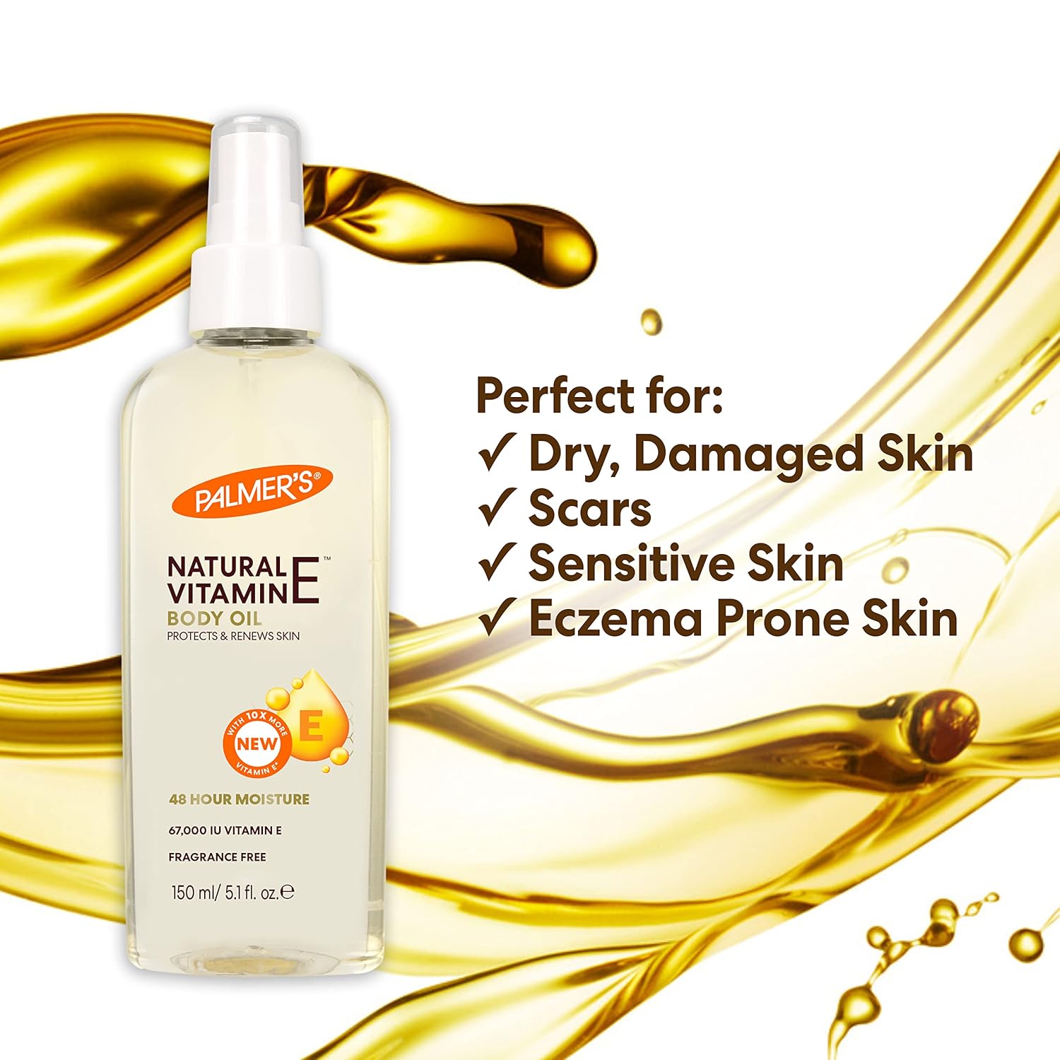 Palmer's Vitamin E Multi-Purpose Body Oil – Post-Shower Mindful Moisturizer for Sensitive Skin, Pack of 2