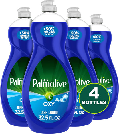 Palmolive Oxy Power Degreaser Dish Soap – Flameless Kitchen Cleaning for Homes with Kids and Pets, 32.5 Fl Oz Pack of 4