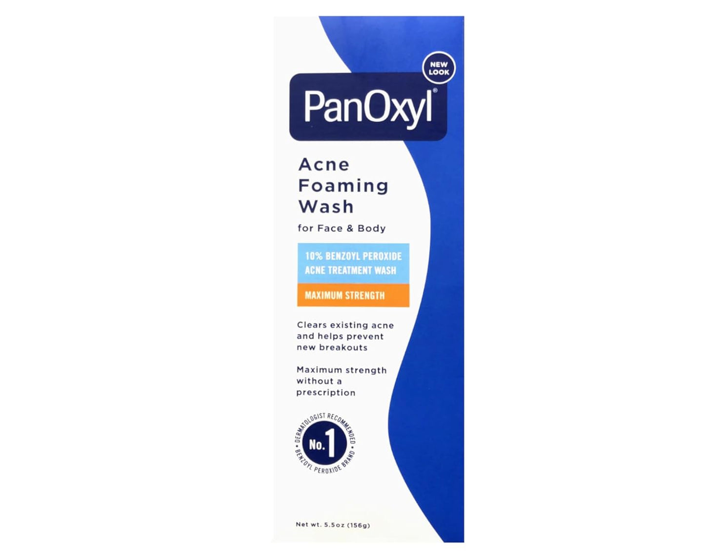 PanOxyl 10% Benzoyl Peroxide Acne Foaming Wash for Nightly Skincare Ritual, Fragrance-Free Daily Face and Body Cleanser