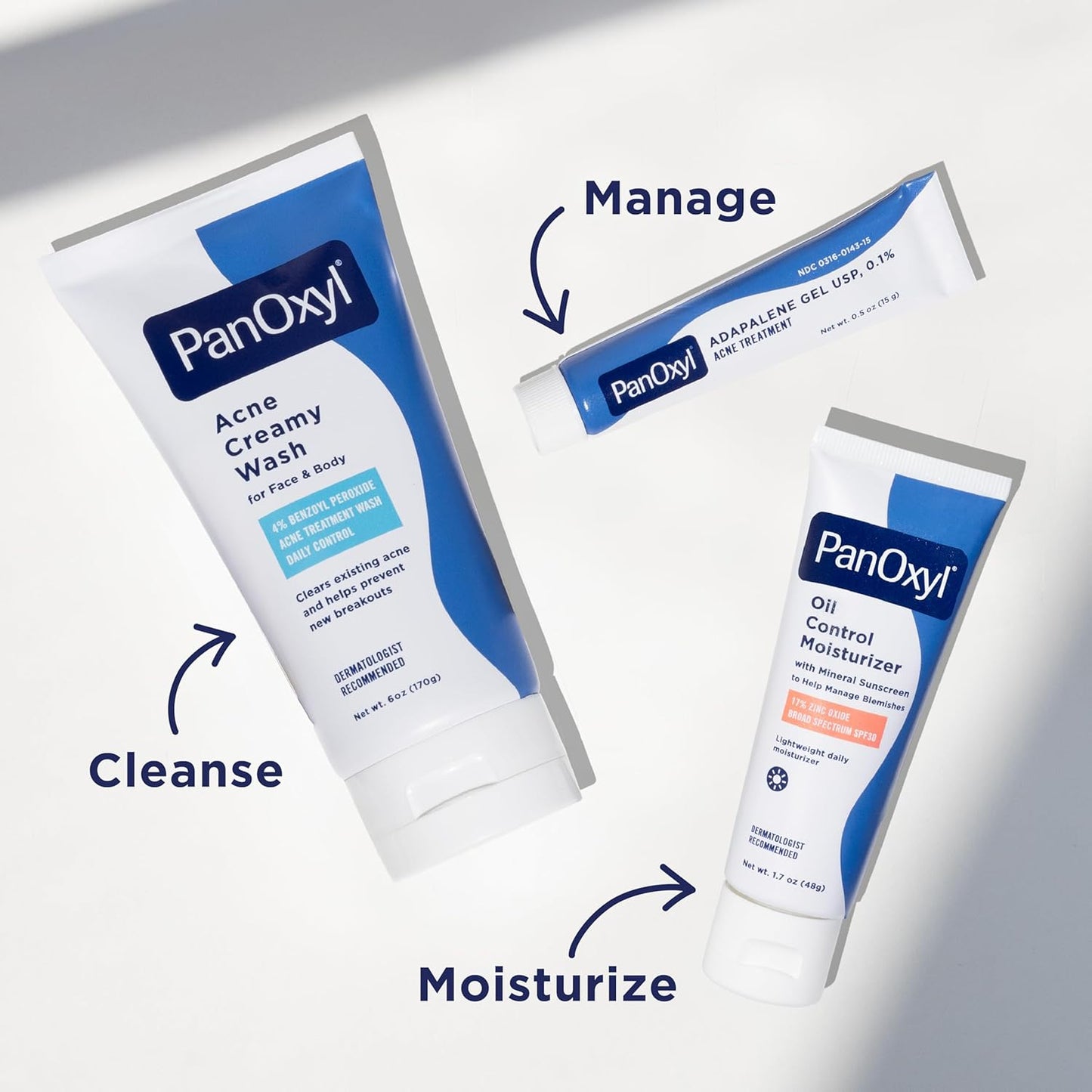 PanOxyl Adapalene 0.1% Leave-On Gel – Nightly Acne Treatment for a Calming Bedtime Skincare Ritual
