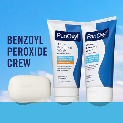 PanOxyl Antimicrobial Acne Creamy Wash – 4% Benzoyl Peroxide Daily Cleanser for Teen Self-Care Routine