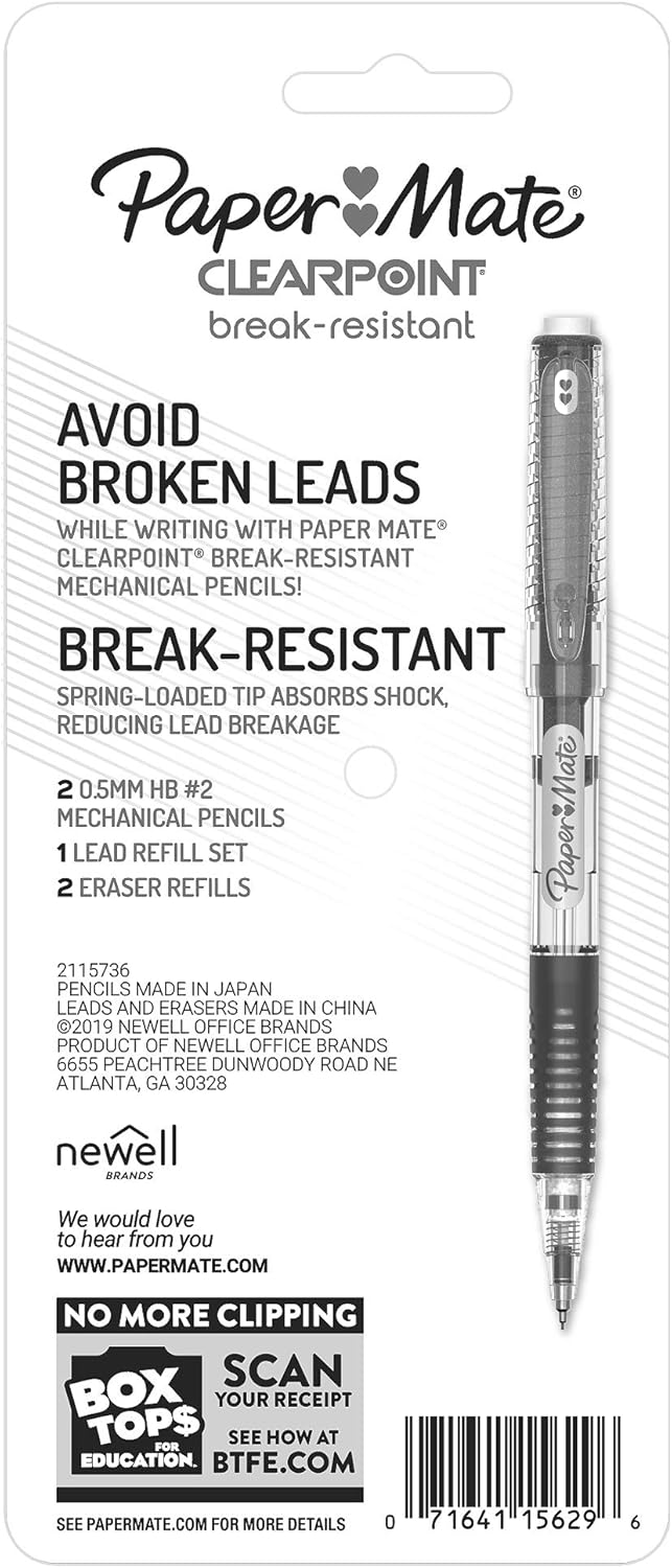 Paper Mate Clearpoint Mechanical Pencils 0.5mm HB #2 Lead Clean Refillable Design for Minimalist Desk and Intentional Workspace