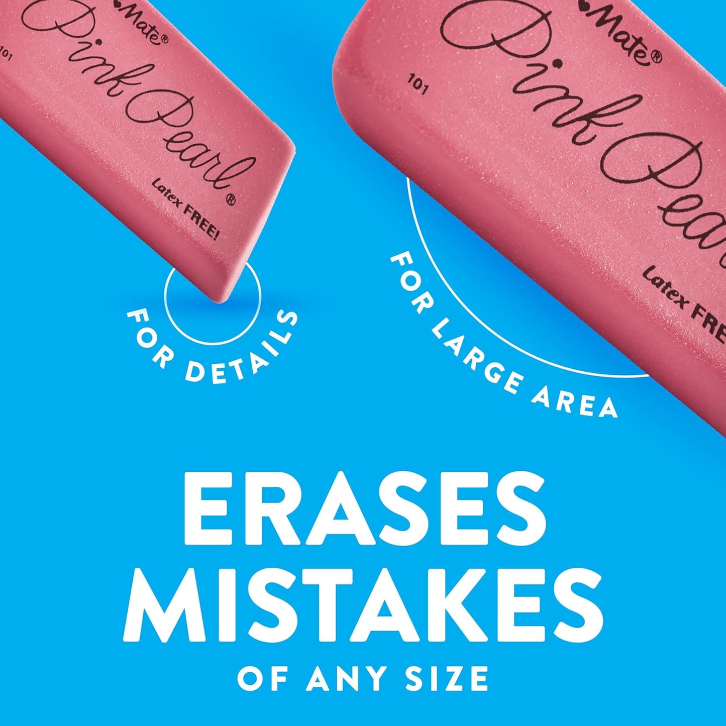 Paper Mate Pink Pearl Erasers for Kids – Latex Free School Supplies for Playroom and Homework
