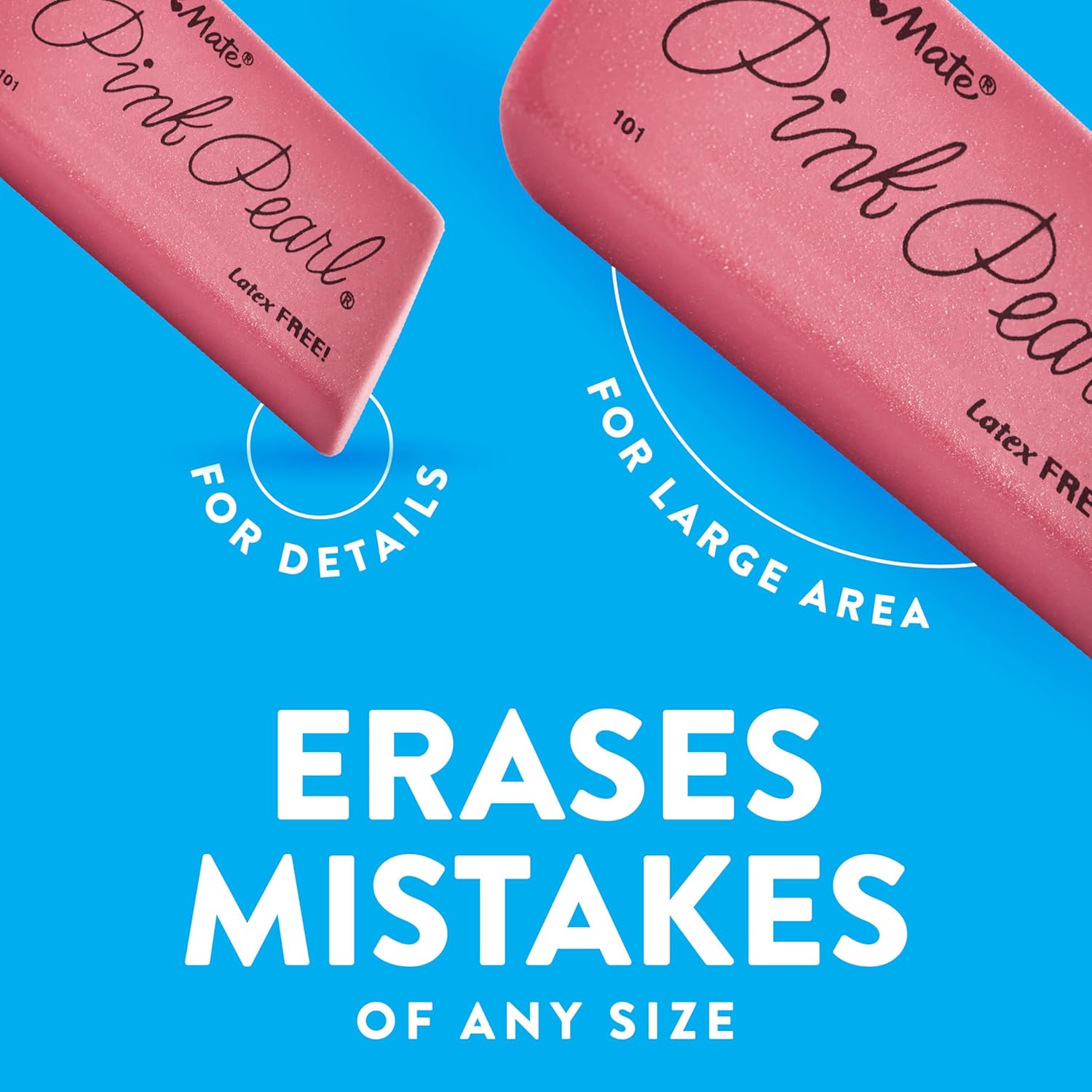 Paper Mate Pink Pearl Erasers for Kids – Latex Free School Supplies for Playroom and Homework