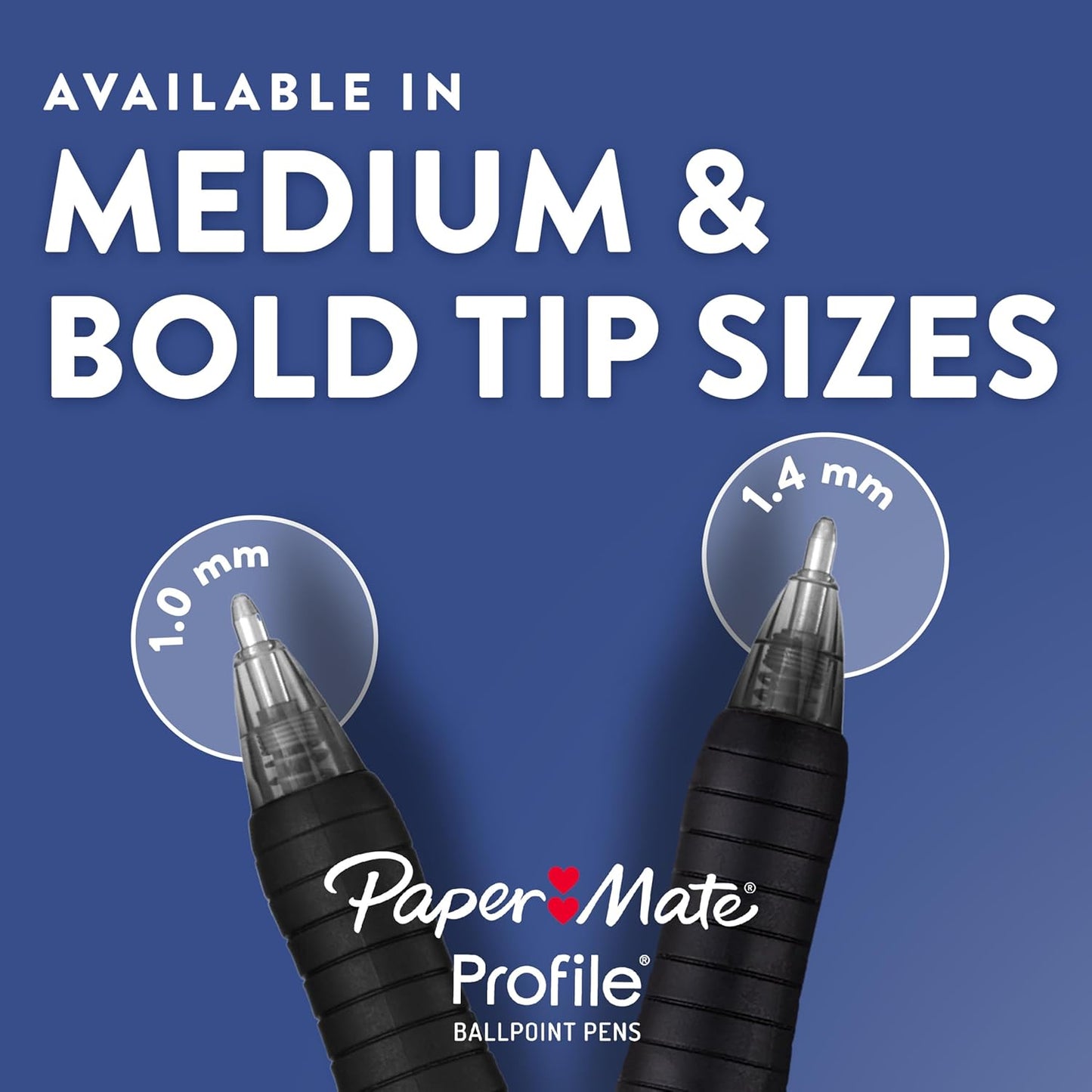 Paper Mate Profile Retractable Ballpoint Pens for Office Professionals, Bold 1.4mm Blue Ink for Meeting Notes and To-Do Lists