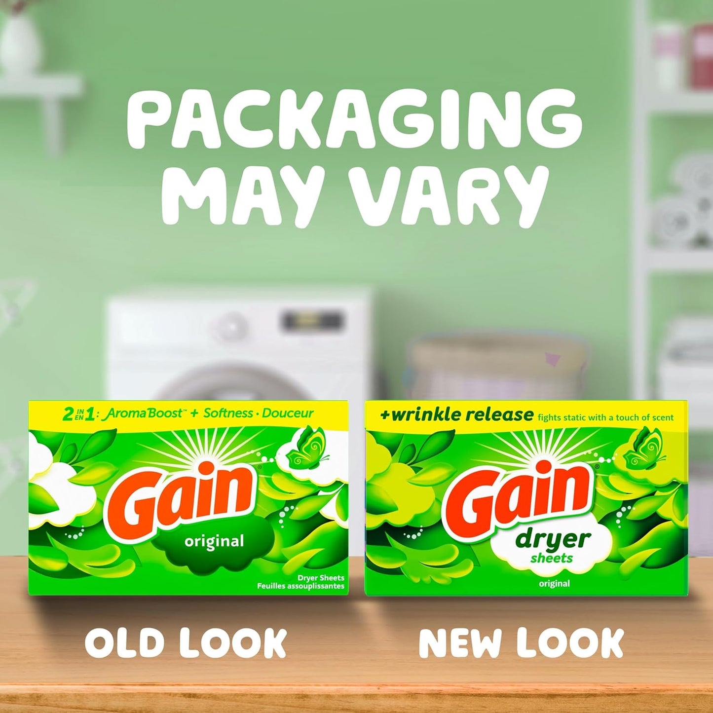 part of a coordinated gain product line including detergent, liquid fabric softener, and scent booster beads