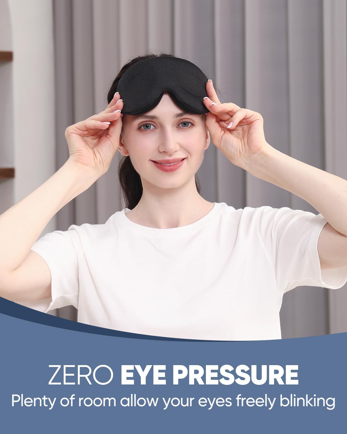 patented contoured cups providing 100% light blocking around each eye