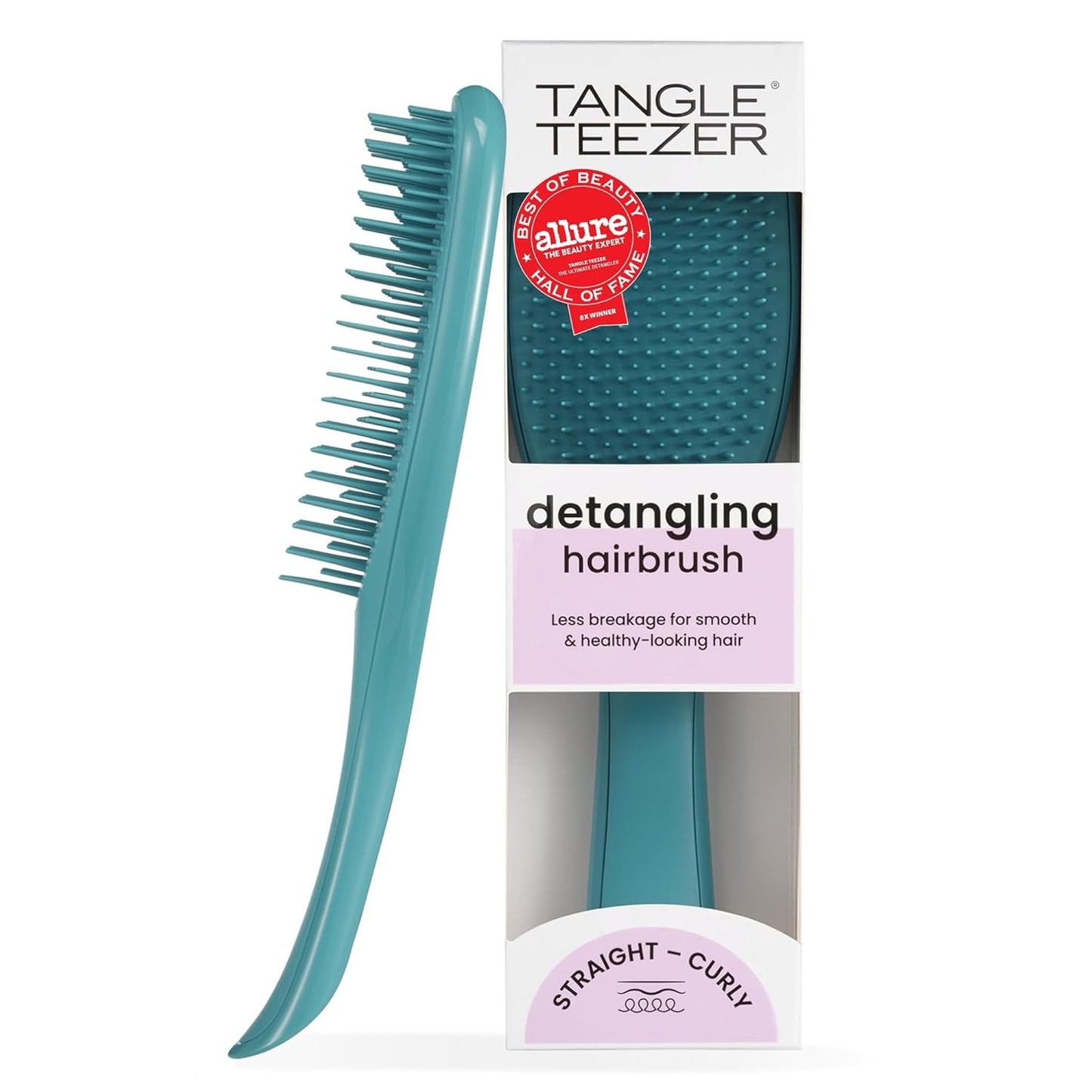 patented two-tiered teeth technology combining long flexible detangling teeth with short smoothing teeth
