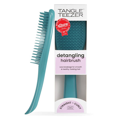 patented two-tiered teeth technology combining long flexible detangling teeth with short smoothing teeth
