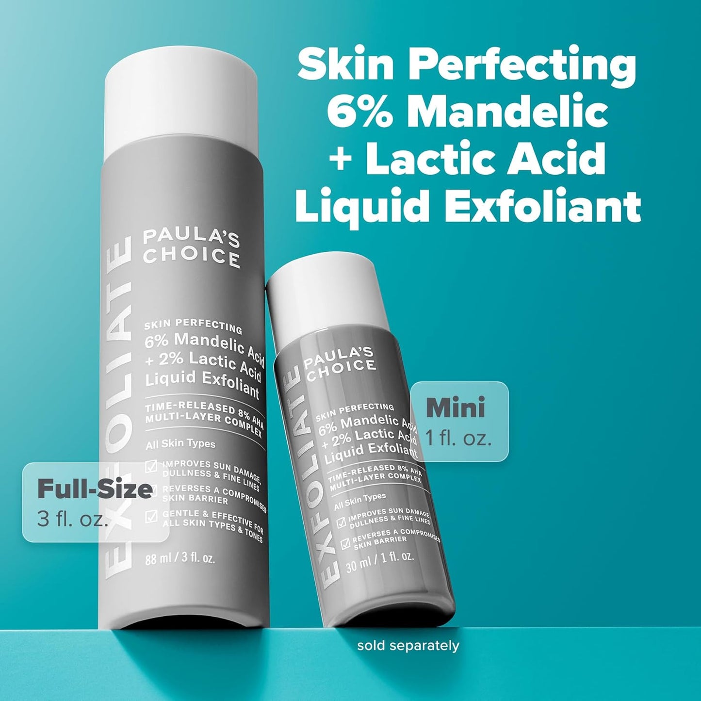 Paula's Choice 6% Mandelic + 2% Lactic Acid Exfoliant – Streamlined Vanity Essential for Discoloration