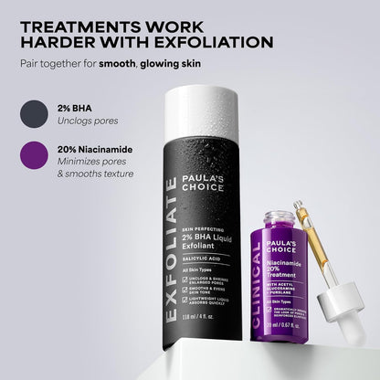 Paula's Choice CLINICAL 20% Niacinamide Vitamin B3 Concentrated Serum – Nightly Self-Care Ritual for Visible Pore Refinement and Luminous Tone