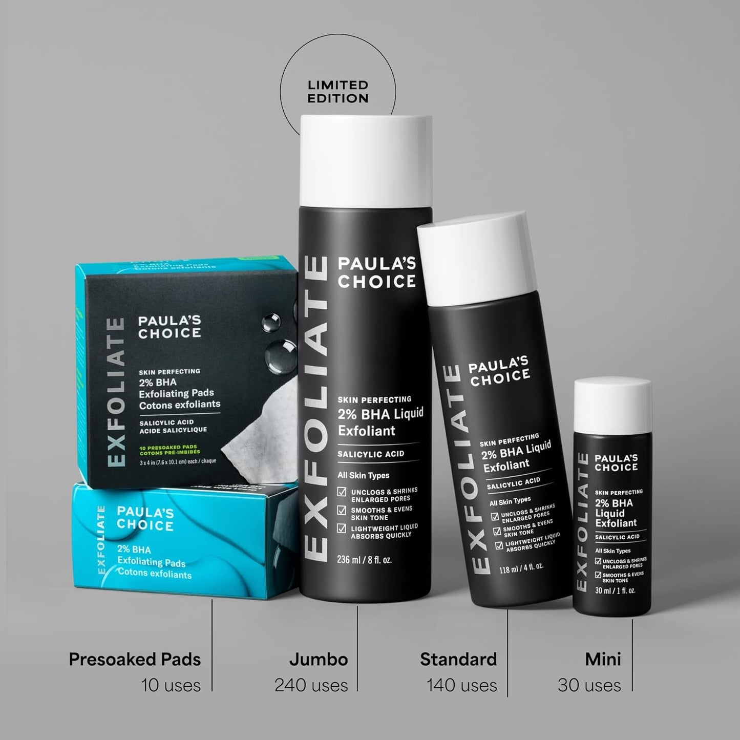 Paula's Choice SKIN PERFECTING 2% BHA Exfoliating Pads - Nightly Self-Care Ritual for Blackheads and Pores