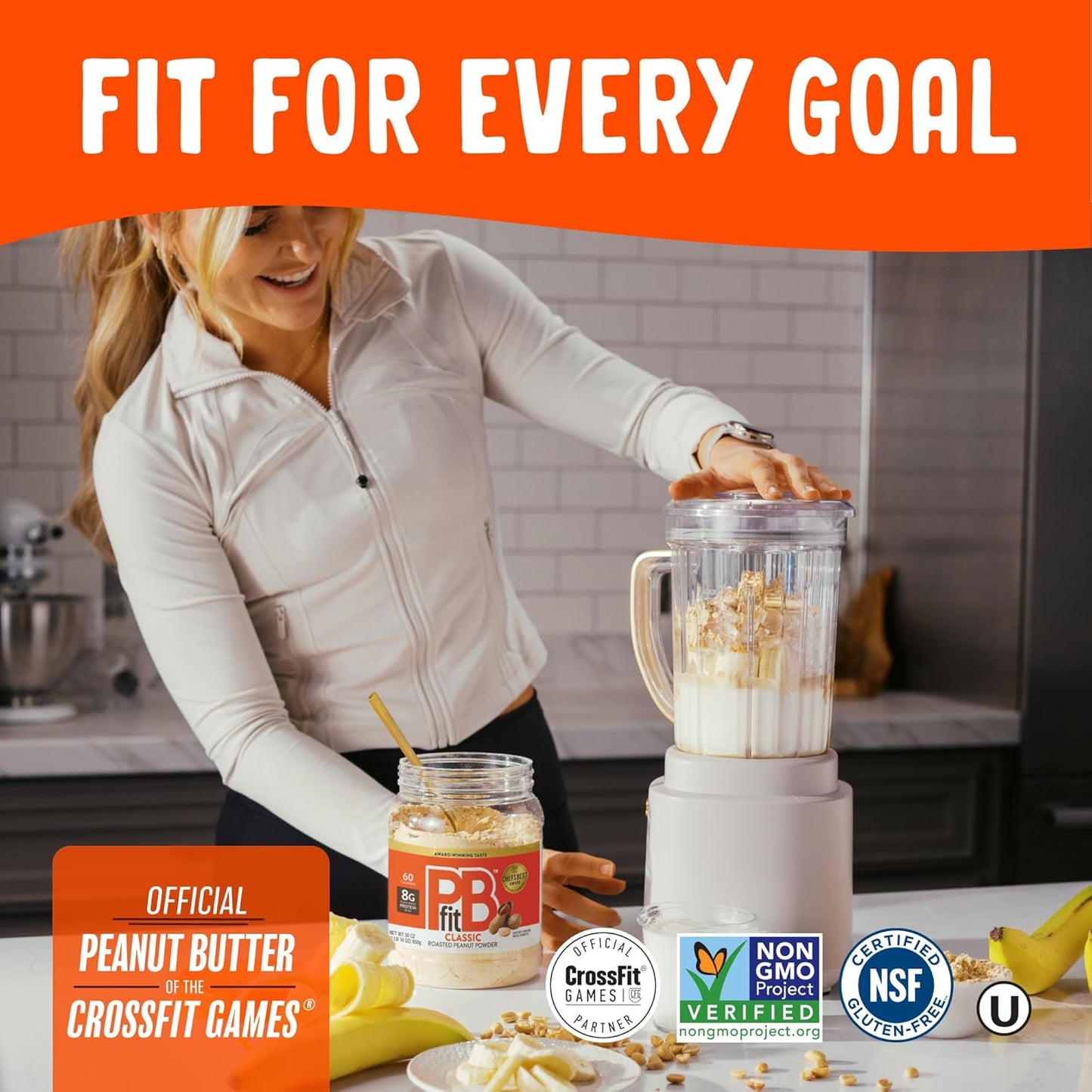 PBfit Classic Peanut Butter Powder – Allergen-Friendly Lunchbox Mix for Family Pantries, Gluten and Dairy Free