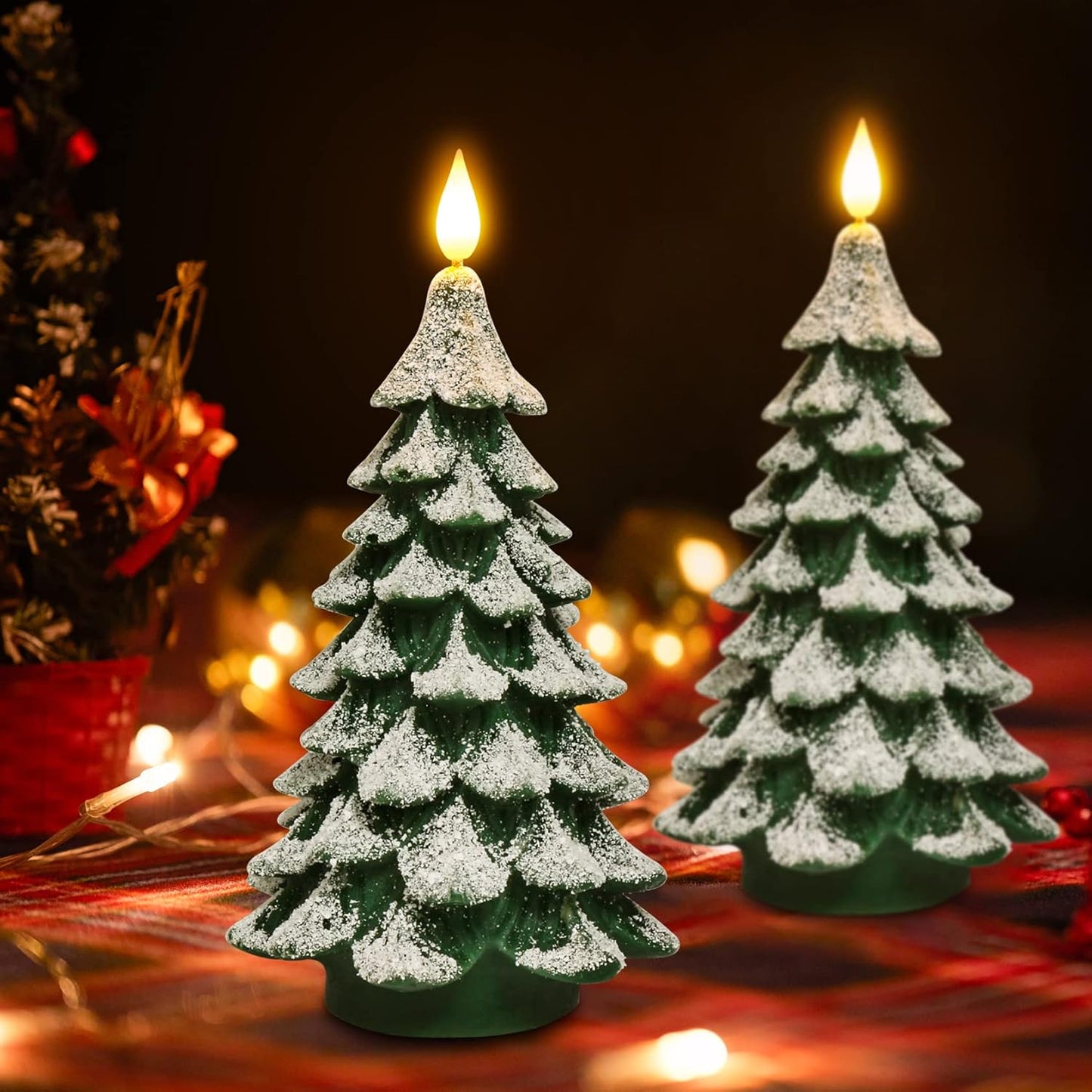 PChero Christmas LED Candle – Calming Bath Time & Wind-Down Ritual Light, Gentle Flicker with Auto-Off Timer