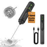 CIRCLE JOY Handheld Milk Frother – Airport and Hotel Ready, Cordless Rechargeable Whisk for On-the-Go Café Drinks