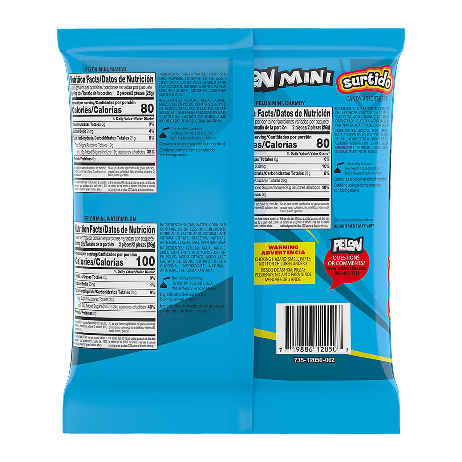 Pelon Pelo Rico Mini Squeeze Candy Pack – Mess-Free Snack for Playroom and Lunchbox, Assorted Mexican Candy 0.45 oz Bottles, Pack of 18