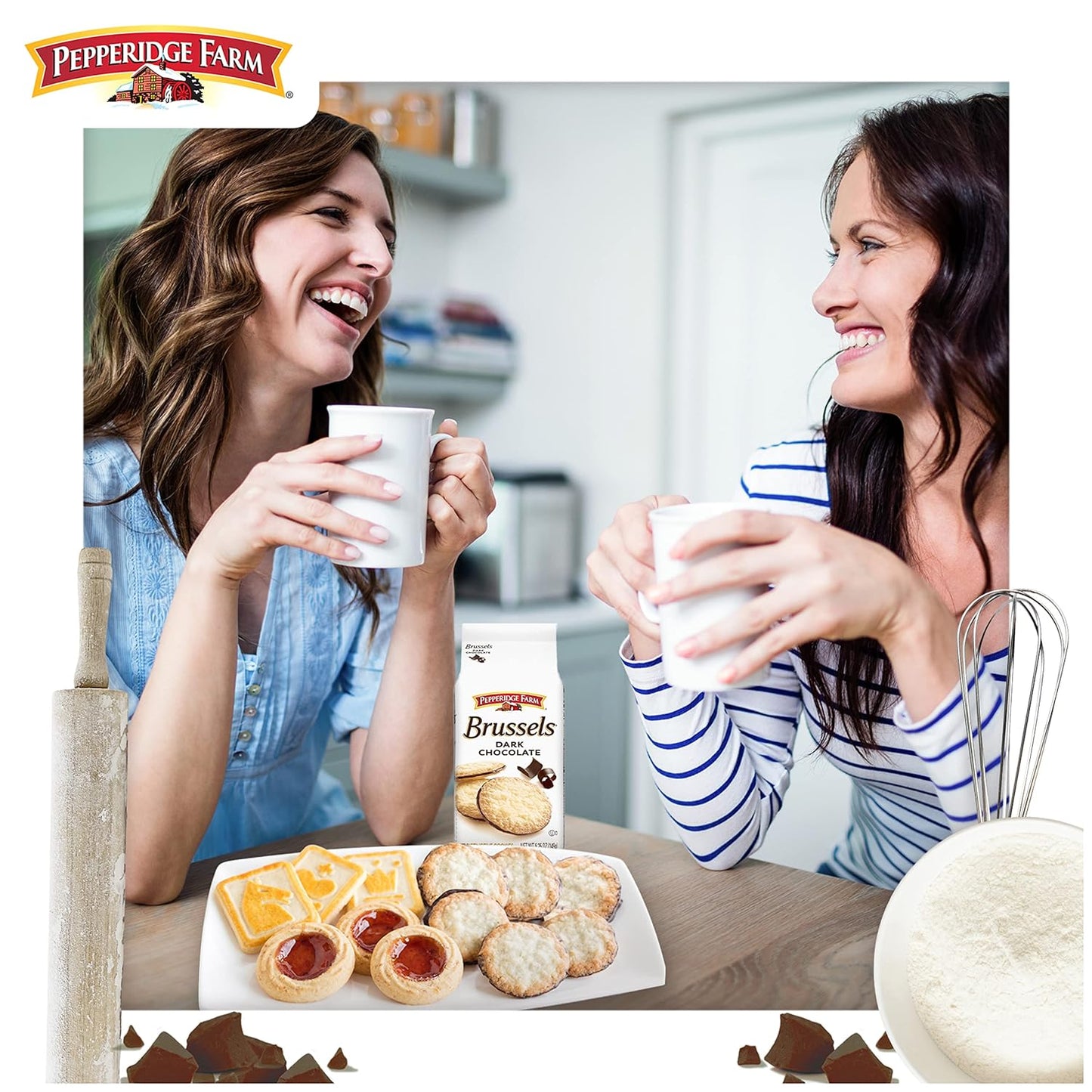 Pepperidge Farm Brussels Dark Chocolate Cookies – Romantic Valentine's Day Gift for Women, Sophisticated Valentine's Day Basket Addition