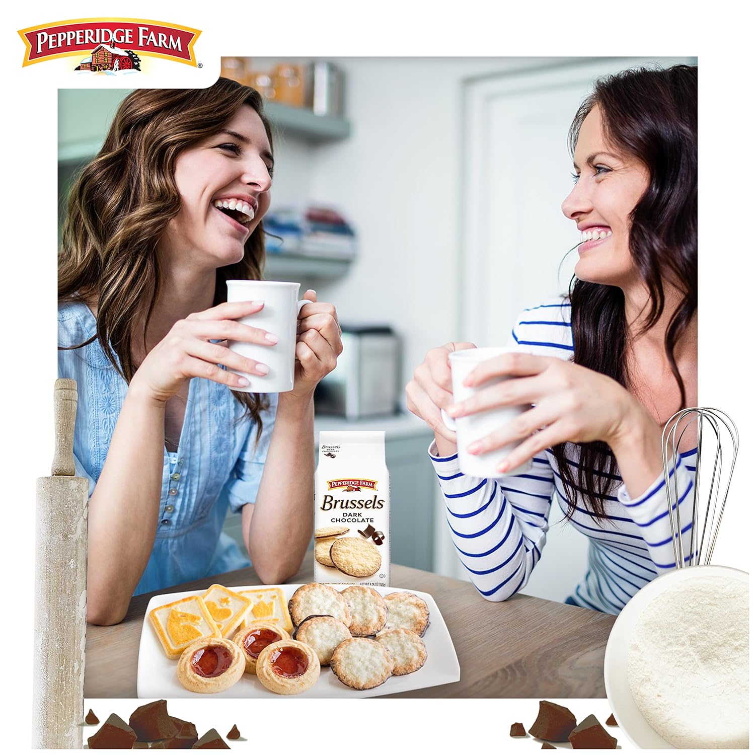 Pepperidge Farm Brussels Dark Chocolate Cookies – Romantic Valentine's Day Gift for Women, Sophisticated Valentine's Day Basket Addition