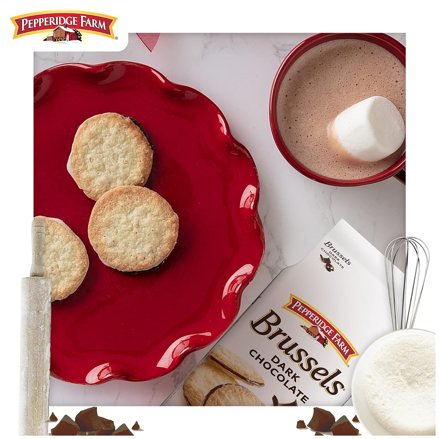Pepperidge Farm Brussels Dark Chocolate Cookies – Romantic Valentine's Day Gift for Women, Sophisticated Valentine's Day Basket Addition