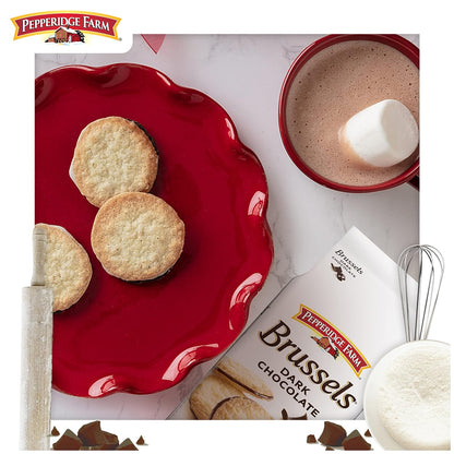 Pepperidge Farm Brussels Dark Chocolate Cookies – Romantic Valentine's Day Gift for Women, Sophisticated Valentine's Day Basket Addition