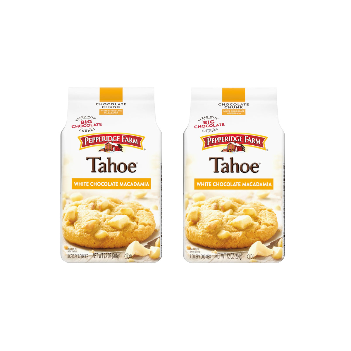 Pepperidge Farm Tahoe Crispy White Chocolate Macadamia Nut Cookies, 7.2 OZ Bag (8 Cookies) (Pack of 2)